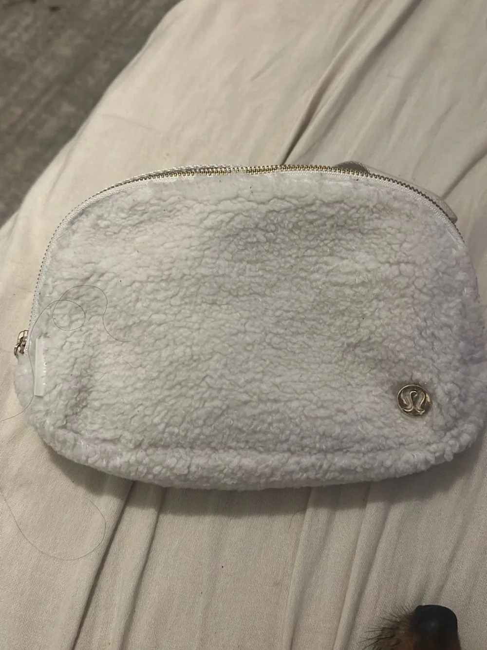 lululemon athletica White Sherpa Makeup Pouch with Metal Logo